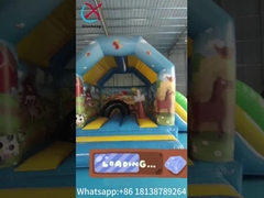 Commercial Kids Inflatable Jumping Castle With Slide Farm Theme Inflatable Bouncy House Combo