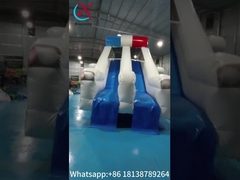 Customized Backyard Inflatable Slide Police Patrol Wagon Carton Inflatable Double Dry Slides