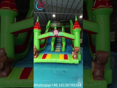 Commercial Grade PVC Inflatable Dry Slide With Pillar Colorful Inflatable Double Slides For Kids