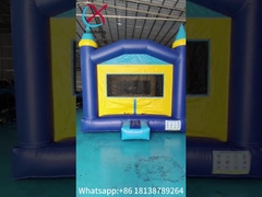 1000d Inflatable Jump House Blue Square Castle Bouncer For Amusement Park