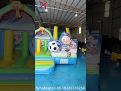 Kids PVC Inflatable Bouncer Combo With Slide Soccer Theme Castle Playground
