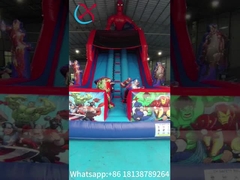 Inflatable Dry Slide Spiderman Hero Cartoon Inflatable Double Slides Castle For Kids And Adluts