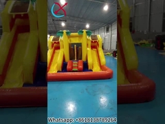 Commercial Inflatable Bounce House With Double Slides Inflatable Water Slides Yellow Jungle