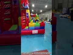 Commercial Fireproof Inflatable Slides LEGO Building Block Inflatable Bounce House Castle