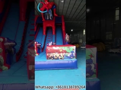 Commercial Inflatable Double Slides Spider-Man Inflatable Dry Slides Castle For Kids And Adults