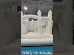 Inflatable White Wedding Bouncy Castle With Slide