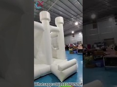Inflatable White Wedding Bouncy Castle With Slide For Event Party