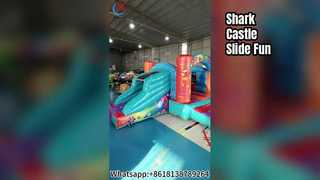 Kids Shark Bouncy Castle Slide Fun!