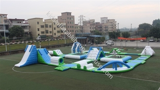 Blue White Commercial Colorful Sea Inflatable Water Park With Climbing Walls Slides