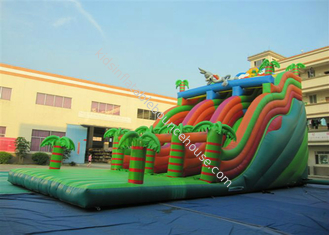 Long inflatable rabbit palm trees high dry slide inflatable high dry slide with arch for sale
