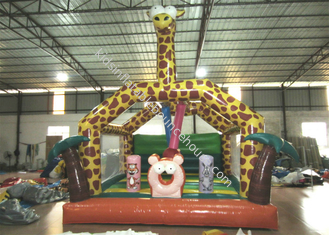 Amusement Park Custom Made Inflatables Giraffe Bounce Combo Enviroment - Friendly