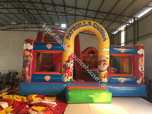 Inflatable patrol paw themed fun city 2018 new inflatable patrol paw fun park jump with slide on sale