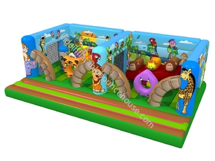 Big Kids Inflatable Bounce House Animals World Tiger And Palm Trees EN14960