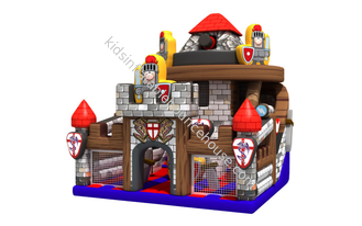Waterproof PVC Material Inflatable Guard Castle Dry Slide With Fence