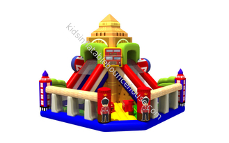 Fun Double High Dry Slide Inflatable Bunce Castle With PVC Material England Style