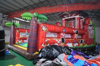 PVC Material Farm Themed Inflatable Fun City For Amusement Park With Slide Fire Resistant