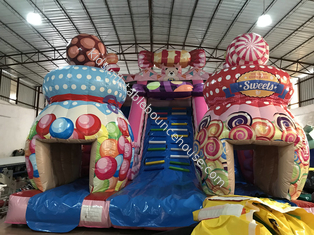Customized High Inflatable Candy House Dry Slide For Christmas 8 X 6 X 6m