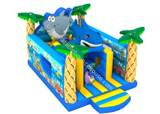 PVC 0.55mm Ocean Themed Shark 4.5x7x4m Inflatable Jumping Castle
