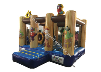 Small size Grey colour inflatable mini bouncy with safety netting inflatable pirate topic jumping house