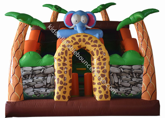 Inflatable Safari Park Bouncy Slide / PVC Inflatable Elephant Bouncer Colourful