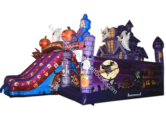 Hallowmas Bouncer Double Slide Scared Inflatable Ghost Jumping Castle With Digital Printing