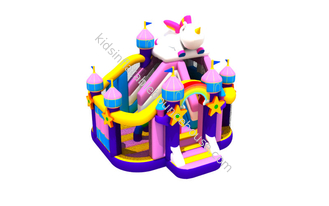 Cute Trampoline Inflatable Jump House Unnicorn Slide Combo 5.5x6x5m