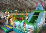 Inflatable Fun City Zebra Elephant Themed Fun City Inflatable Safari Park Jumping House With Slide
