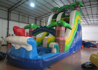 Hot sale inflatable whale palm trees single dry slide with arch commercial inflatable small dry slide