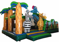 Inflatable Fun City Zebra Elephant Themed Fun City Inflatable Safari Park Jumping House With Slide