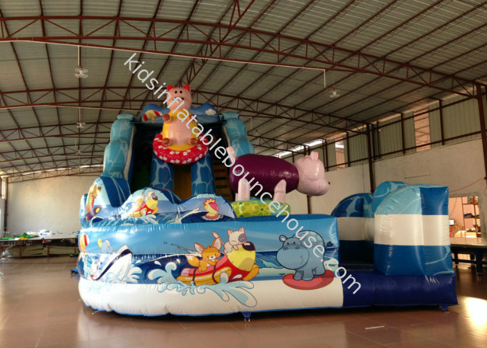 Amusement Park Custom Made Inflatables Slide High Slide Colorful 6 X 9 X 6m