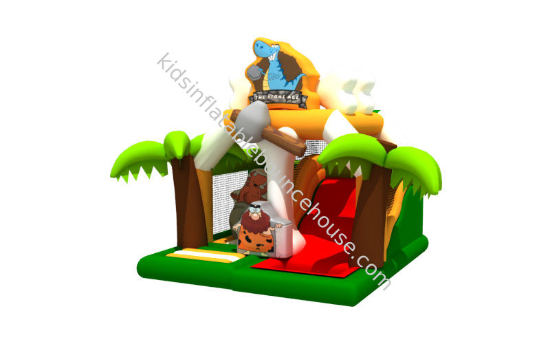 0.55mm PVC Tarpaulin Stone Age Inflatable Bouncer With Slide Combo ...