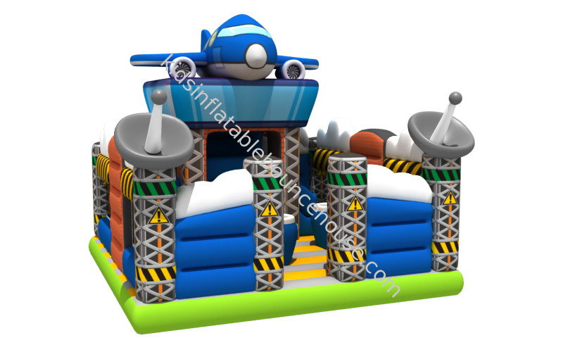 Spaceship Themed Inflatable Jump House / Airplane Bouncer With Slide For Children