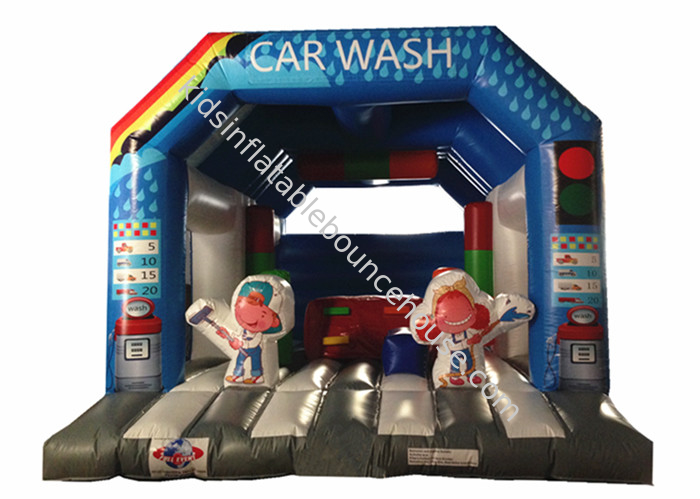 Wide Inflatable Car Wash Themed Jump House Inflatable Children Bounce With Slide