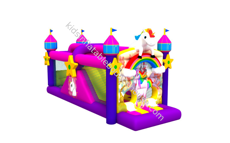 Outdoor Unicorn Theme 4x9.5x4.5m Inflatable Obstacle Courses