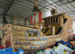 Big Dinosaur Inflatable Pirate Ship With Slide 12 X 4.4 X 6.7m Enviroment - Friendly