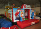 Inflatable Rescue Fire Truck Bouncy Castle Obstacle Course , Obstacle Course Jump House