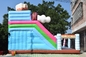 Pink Full Digital Painting Inflatable Fun City Candy World / Blow Up Amusement Park With High Dry Slide
