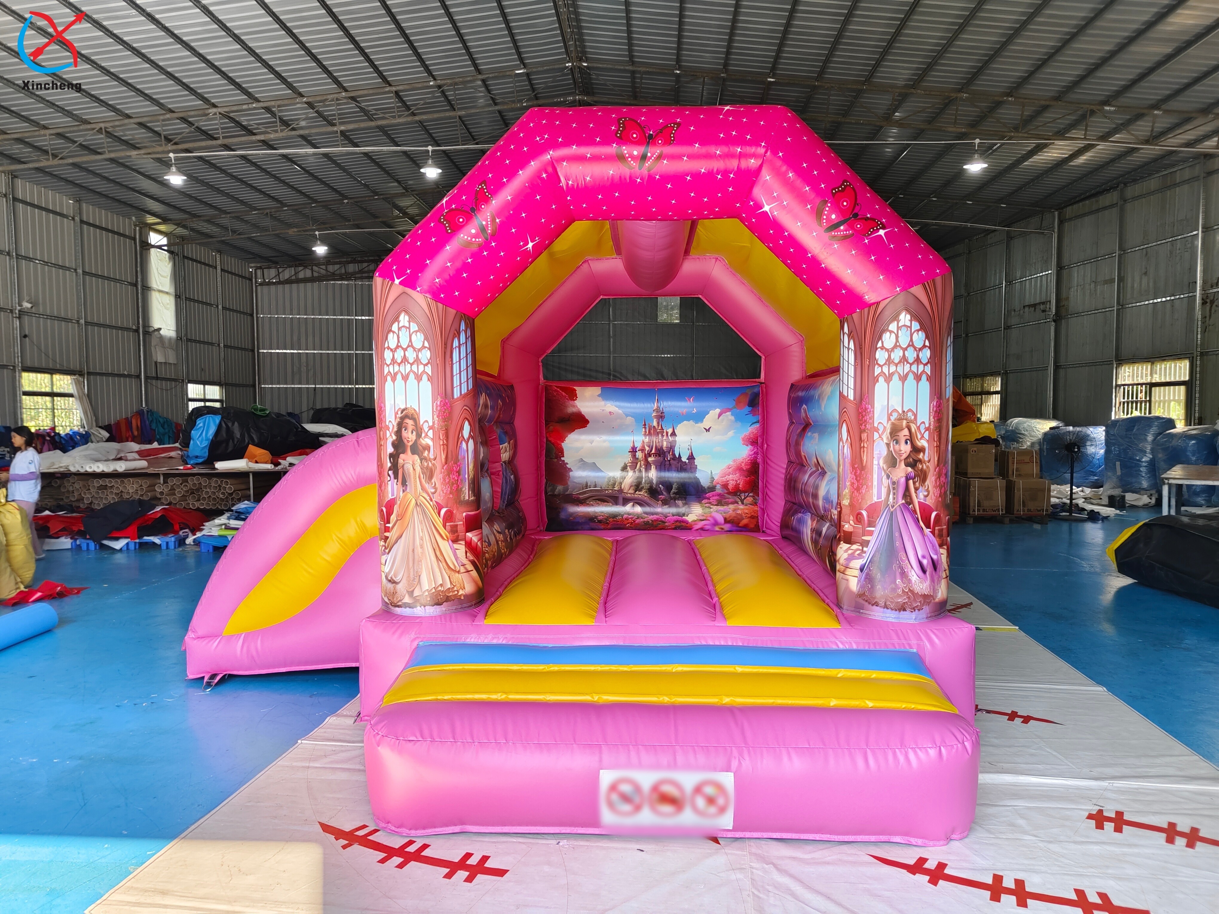 Pink Inflatable Castle Pink Zoo Inflatable Bouncy Castle with Slide for Kids