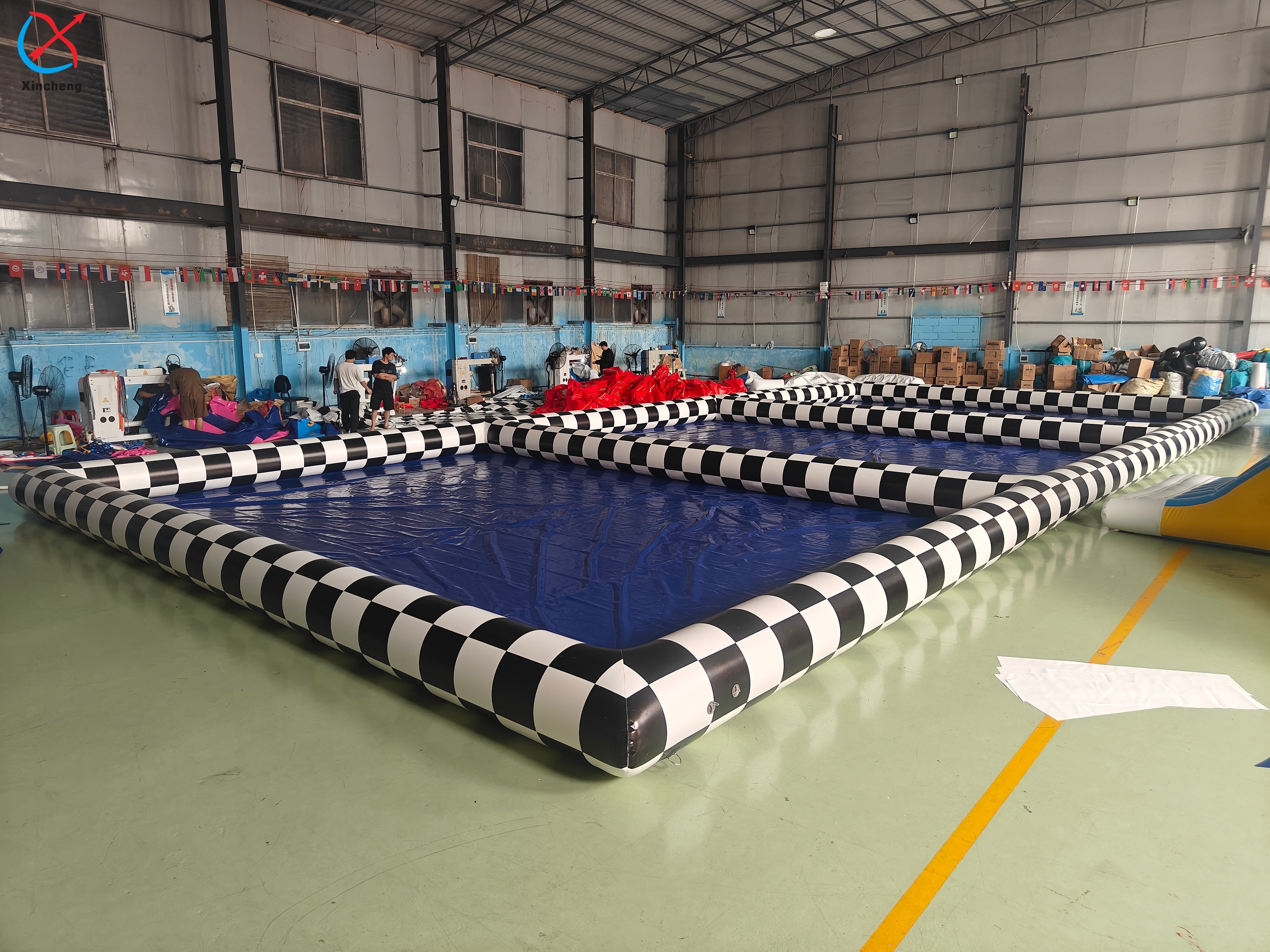 Checkered Pool Inflatable Manufacturer PVC Giant Double Pool Inflatables Swimming Pool For Outdoor