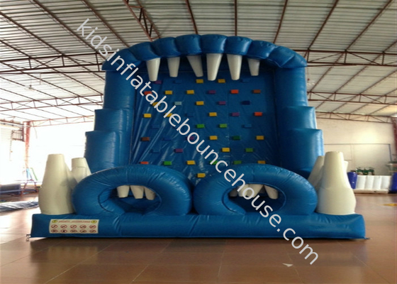 Blue Rock Climbing Bounce House 6 X 4m Commercial Inflatable Ladder Climb