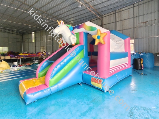 Digital Printing Inflatable Combos Colorful Unicorn Bounce House Jumping Castles With Silde