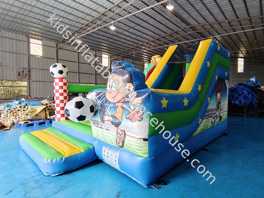 Kids PVC Inflatable Bouncer Combo With Slide Soccer Theme Castle Playground