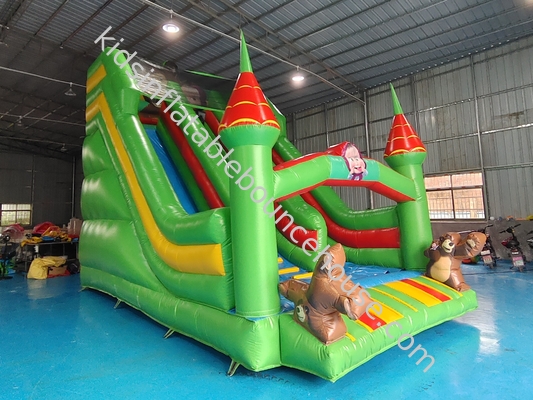Commercial Grade PVC Inflatable Dry Slide With Pillar Colorful Inflatable Double Slides For Kids