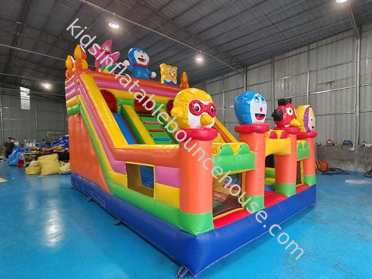 Commercial Digital Printing Inflatable Dry Slide Double Slides Catoon Figures For Outdoor For Kids