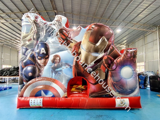 New Design Digital Printing Inflatable Bounce House With Slides Marvel Iron Man Inflatable Jumping Castle For Kids