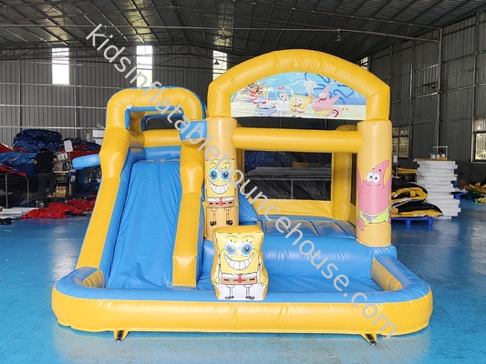 Commercial Fireproof Inflatable Combo SpongeBob SquarePants Bounce House With Slides Inflatable Water Jumping House