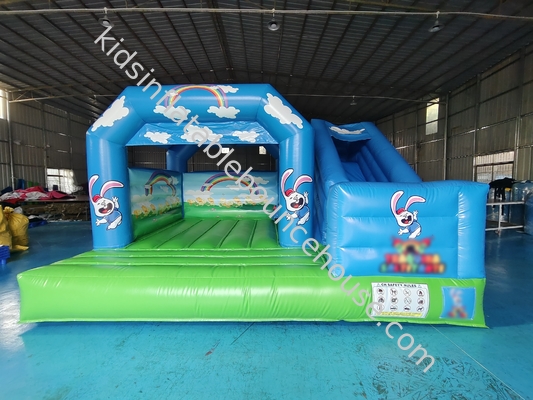 PVC Tarpaulin Inflatable Bounce House With Slide Blue Sky Inflatable Combo For Outdoor Indoor Kids