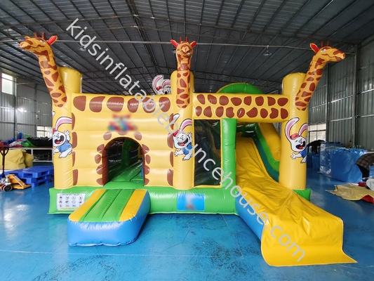 Commercial Grade Outdoor Inflatable Combo Zoo Giraffe Inflatable Bounce House With Slide Funny Jumping Castle