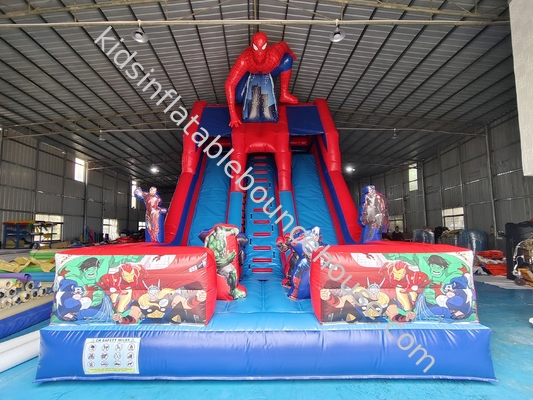 Commercial Inflatable Double Slides Spider-Man Inflatable Dry Slides Castle For Kids And Adults For Sale