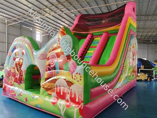 Amusement Park Inflatable Dry Slides Candy House Inflatable Slides Castle For Kids